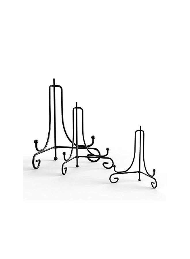 Zaboon Pack 3 Sizes Iron Display Stand Black Iron Plate Holder Stand For Displaying Pictures Plates Books And Arts 4 6 8 Inch - Image 2