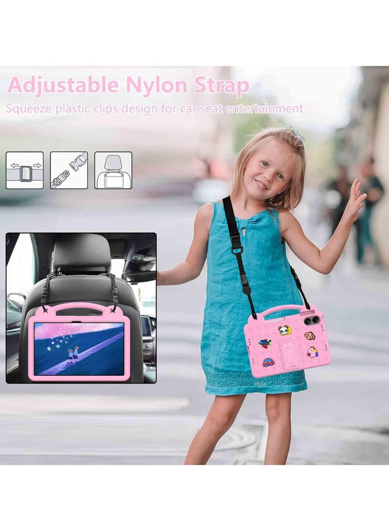 VKL Kids Case Compatible with Xiaomi Redmi Pad Pro 12.1 Inch 2024, Durable Lightweight Shockproof Case with Pen Holder, Handle Stand, Shoulder Strap, Pink - Image 3