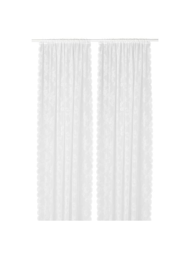 erorex Net curtains, 1 pair, off-white/with rod pocket, 145x300 cm - Image 1