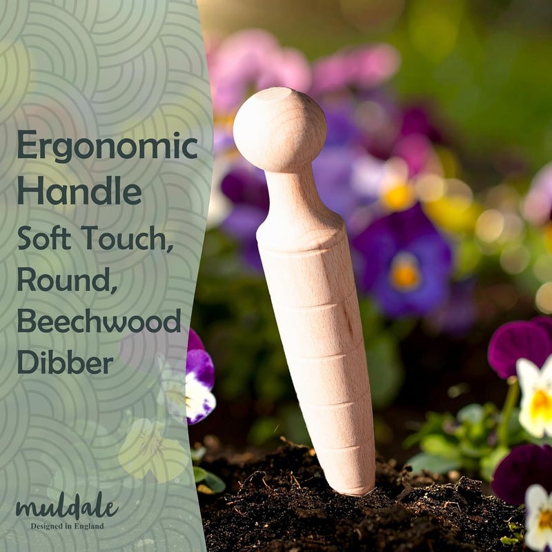 Muldale Garden Dibber Seed Planter Tool – Wooden Seed Dibber for Planting Tapered Gauge Handheld Bulb Planting Tool for Seedlings - Image 2