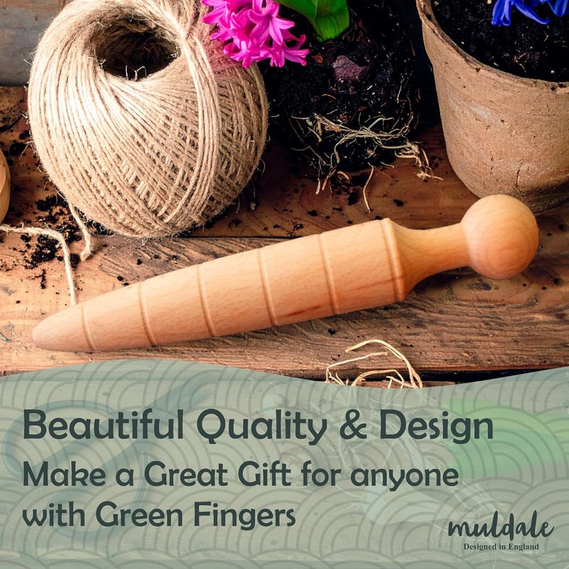 Muldale Garden Dibber Seed Planter Tool – Wooden Seed Dibber for Planting Tapered Gauge Handheld Bulb Planting Tool for Seedlings - Image 1