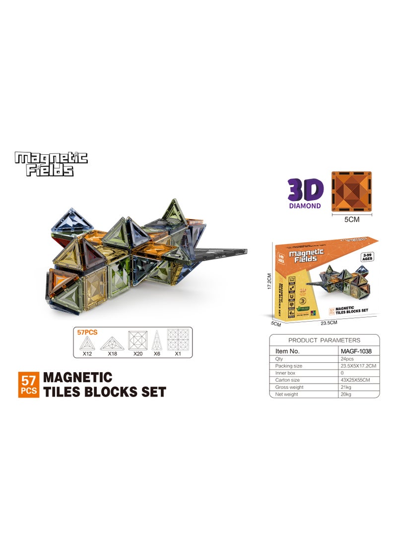 Magnetic Fields Magnetic Fields Magnetic Tiles Blocks  Set-57 Pcs  - Image 2