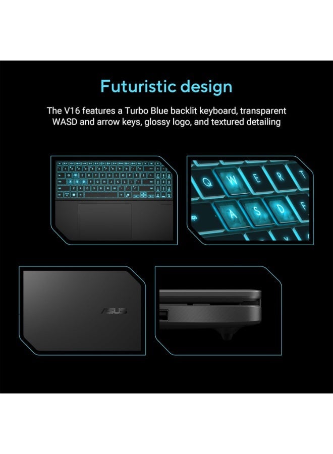 ASUS Gaming V16 V3607VU-RP092 Gaming Laptop, Intel Core 5 210H Processor, 16GB DDR5 RAM, 1TB PCIe 4.0 SSD, NVIDIA GeForce RTX 4050 6GB GDDR6, 16" WUXGA 144Hz Display, RGB Backlit Keyboard, Window 11, Black English black - Image 3