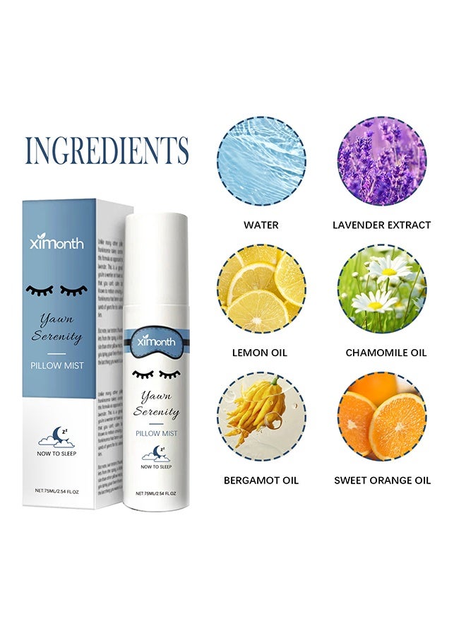 ximonth Pillow Mist, Deep Sleep Spray, Natural Sleep Rest Aid, Aromatherapy Sleep Lavender Vanilla Pillow Mist, Aromatherapy Botanical Essential Oils for Sleeping, Fall Asleep Easily and Comfortably 75ml - Image 5