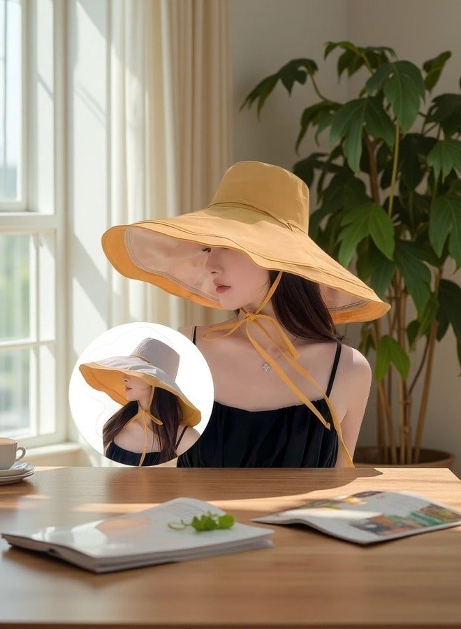 Beautiful New Summer Hat For Women On Seaside Vacation With Large Brim Sun Hat, Double-Sided Windproof Large Brim Sun Hat - Image 2