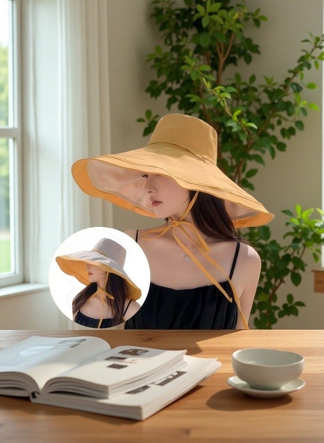 Beautiful New Summer Hat For Women On Seaside Vacation With Large Brim Sun Hat, Double-Sided Windproof Large Brim Sun Hat - Image 4