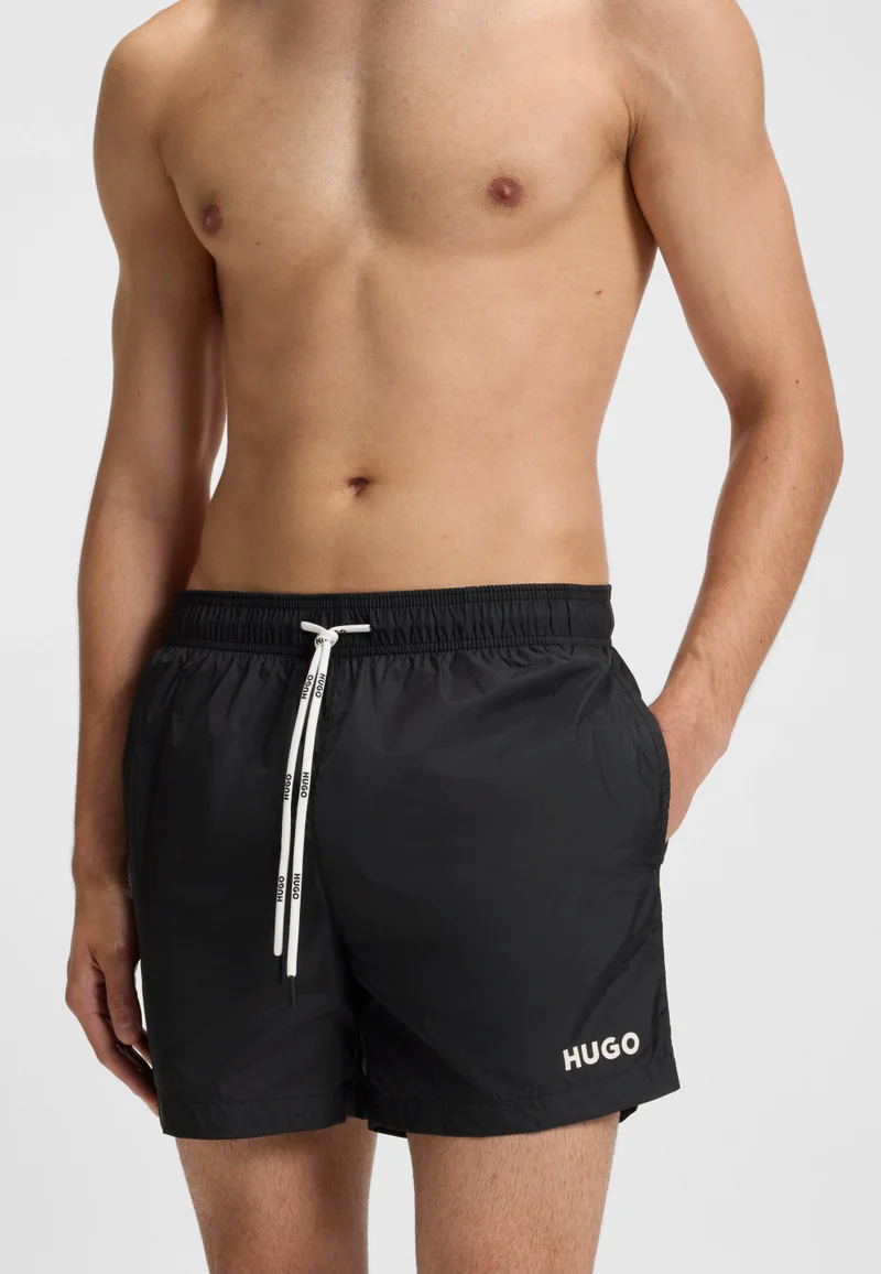 HUGO Black Swim shorts with contrast logo print for Men | Best Price UAE