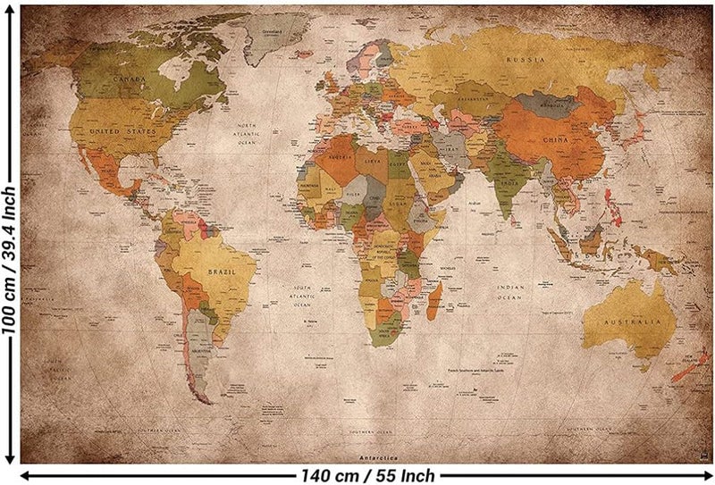 klarako World Map Tapestry Vintage Delicate Printed Wall Hanging Blanket for Living Room Home Kitchen 1pc - Image 2