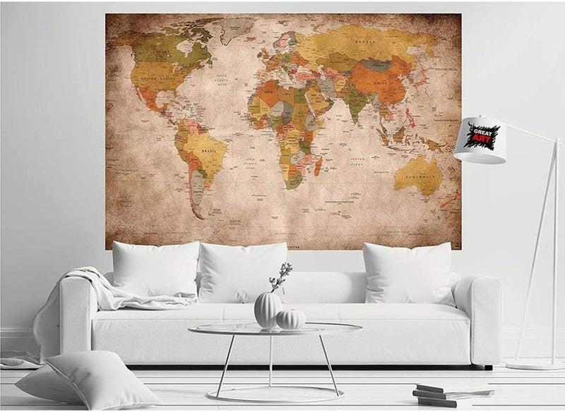 klarako World Map Tapestry Vintage Delicate Printed Wall Hanging Blanket for Living Room Home Kitchen 1pc - Image 4