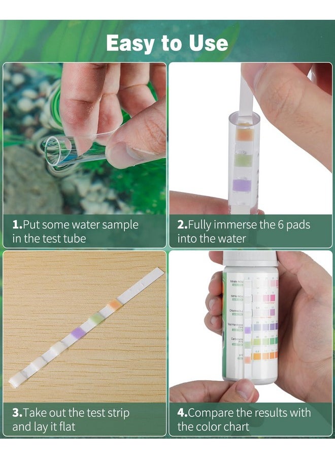 Pawfly 6 In 1 Aquarium Test Strips, 100 Strips Fish Tank Testing Strips For Ph Chlorine Nitrate Nitrite Carbonate And Hardness Water Quality Freshwater Saltwater Test Kits  - Image 5