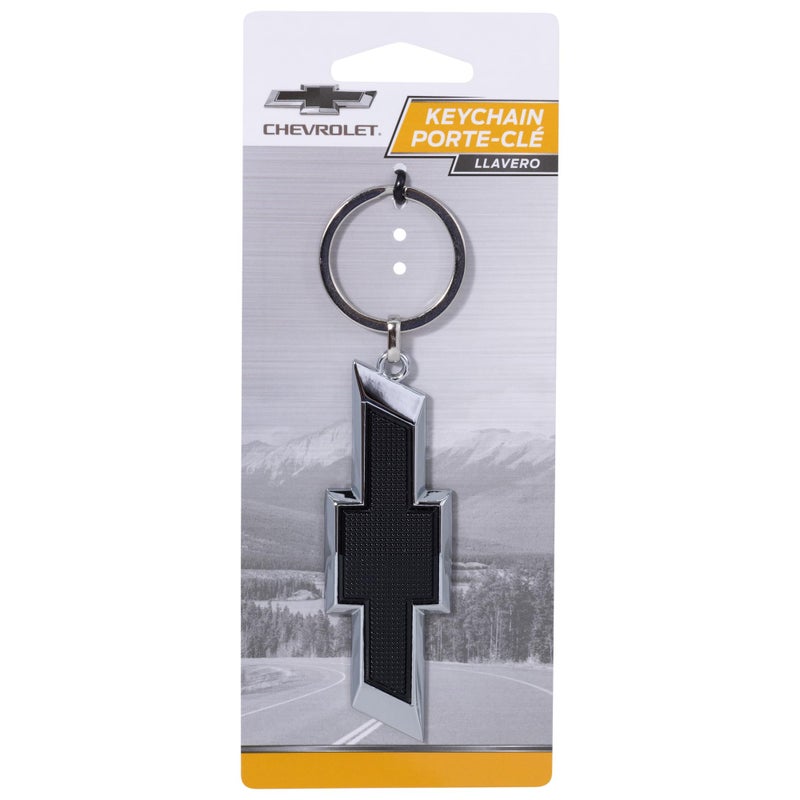 Plasticolor 004577R01 Chevrolet Textured Black and Chrome Bowtie Enamel Key Chain - Image 2