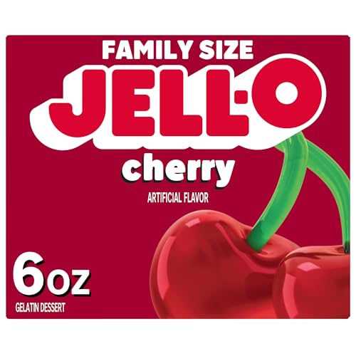 Jell-O JellO Cherry Gelatin Dessert Mix Family Size 6 oz Box - Image 1