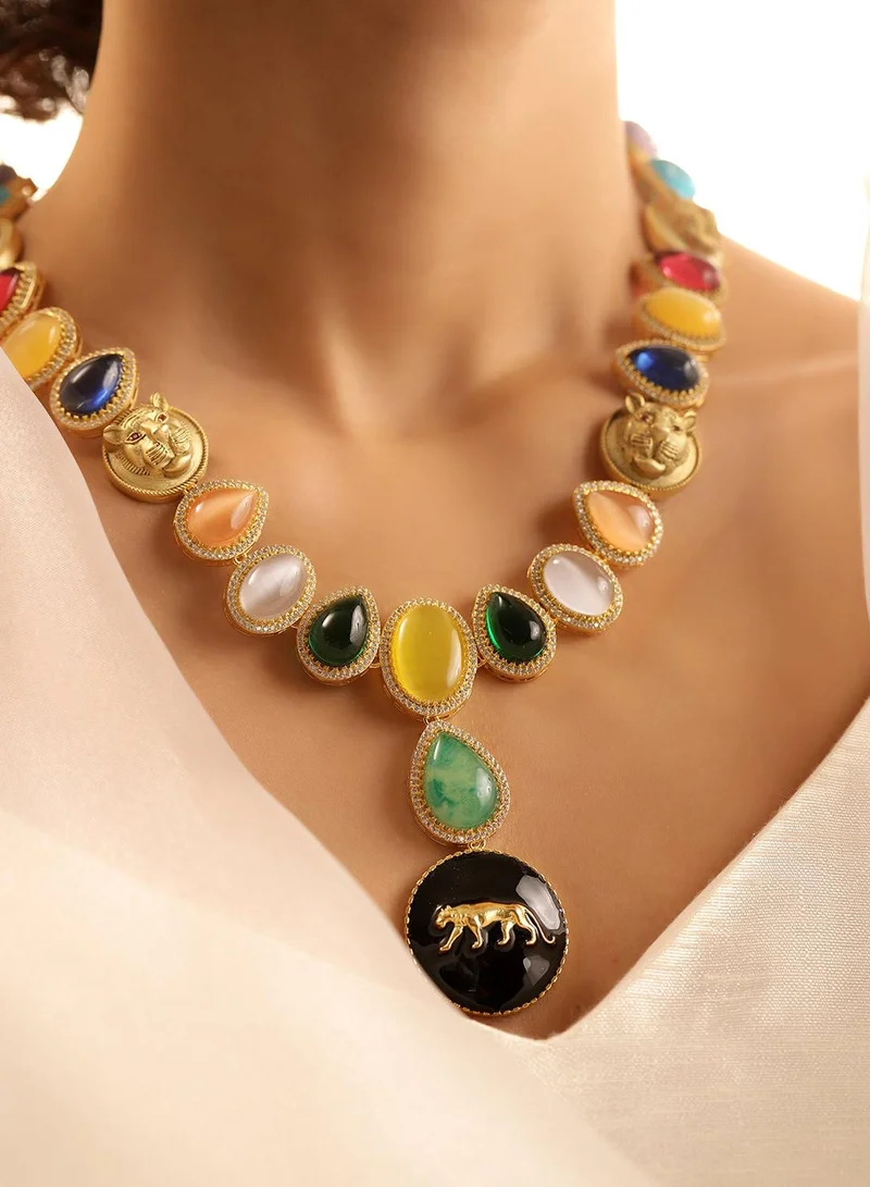 ISHIN Multi Colour Warm Metallic Plated Jewellery Set
