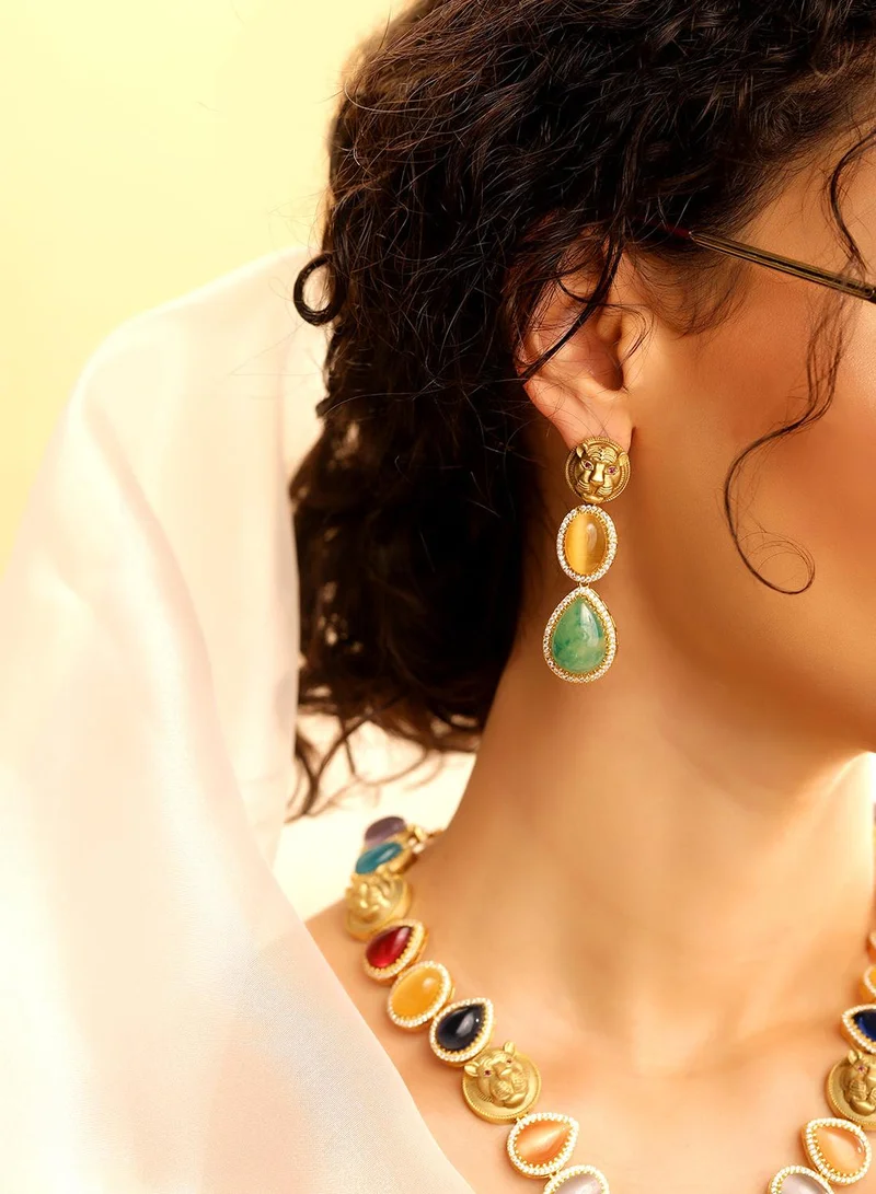 ISHIN Multi Colour Warm Metallic Plated Jewellery Set