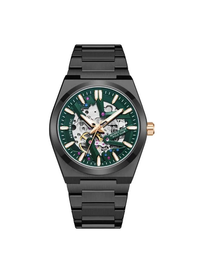 BEVERLY HILLS POLO CLUB BEVERLY HILLS POLO CLUB BP3731X.070 Men's Automatic Skeleton Display Watch & Metal Strap Black