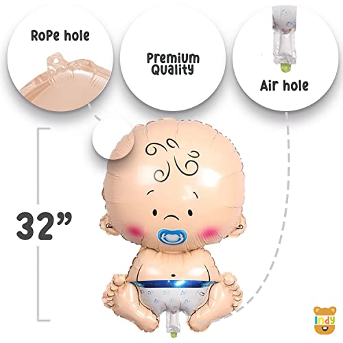 Just Party Set Of 61 Pcs -25 Blue & 25 White Pastel Balloons, 7 letter Baby Boy, 1 Baby Boy Prince, 1 Baby Boy Pram, 1 Baby Boy Foot, 1 Baby Boy Bottle Balloon For New Born Baby Theme Decoration - Image 4