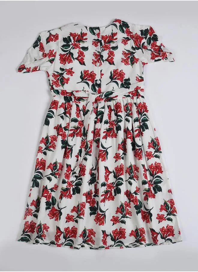 BELLA MODA All-Over Floral Print Square Neck Fit and Flare Dress