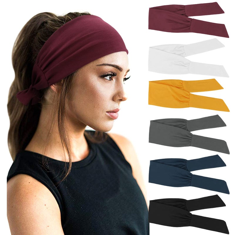 DRESHOW 6 PCS Adjustable Headbands for Women Knotted Headbands Elastic NonSlip Fashion Hair Bands for Workout Sports Running Yoga