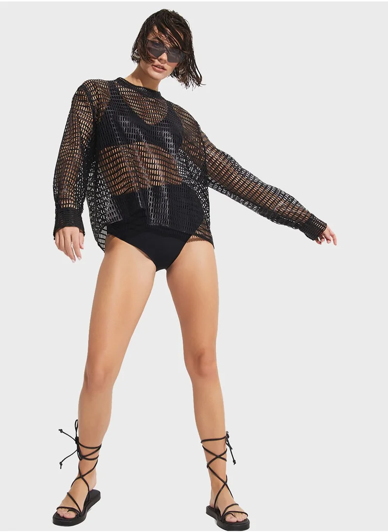 جون Plunge Neck Bikini Top & Bottom Set