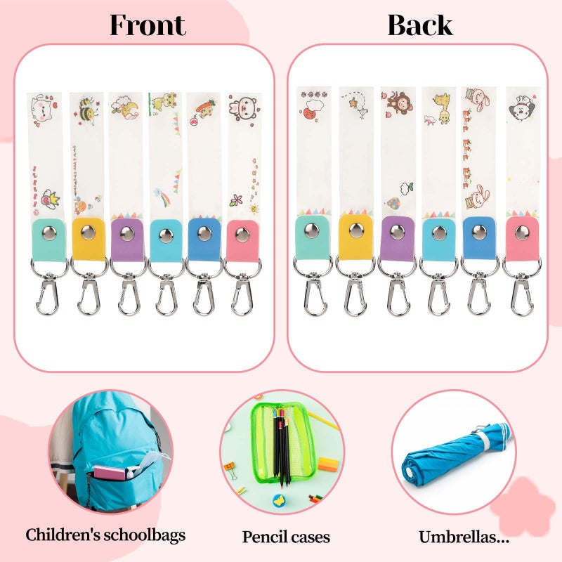 Trinkrittey 6 Pcs Personalized Name Tag Hooks for Kids Child ID Tags Backpack Name Tag Daycare Name Label Hooks for Backpacks Water Bottle (Cute Style) - Image 3