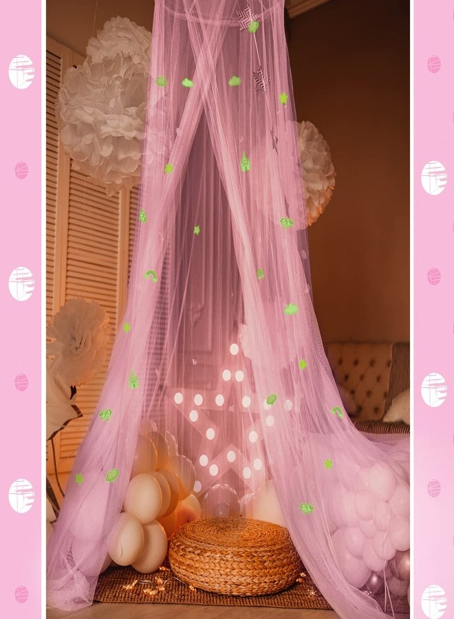BOAO Stars Glow in The Dark Bed Canopy for Girls Unicorn Room Decor - Pink Bed Canopy Crib Mosquito Net Fluorescent Mosquito Net Hanging - Image 5
