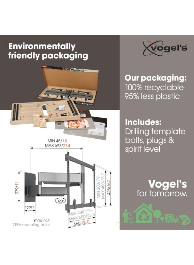 Vogels Vogel's TVM 5855 ​Full-​Motion ​Ultra ​Strong TV ​Wall ​Mount Bracket ​For ​Large ​And ​Heavy TVs​ From 55 65 75 77 85 Up To 100 Inch​ and​ Hold TV's Up To 75 ​KG​, Swivels ​Up ​To 180° - Image 5