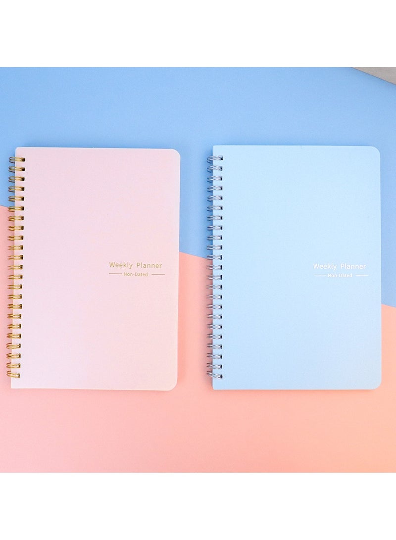 [عبوة من قطعتين] مخطط أسبوعي بدون تاريخ، دفتر أهداف أسبوعي بحجم A5، مجلة تعقب العادات، مخطط قائمة المهام، مخطط الأهداف، (وردي) - Image 5