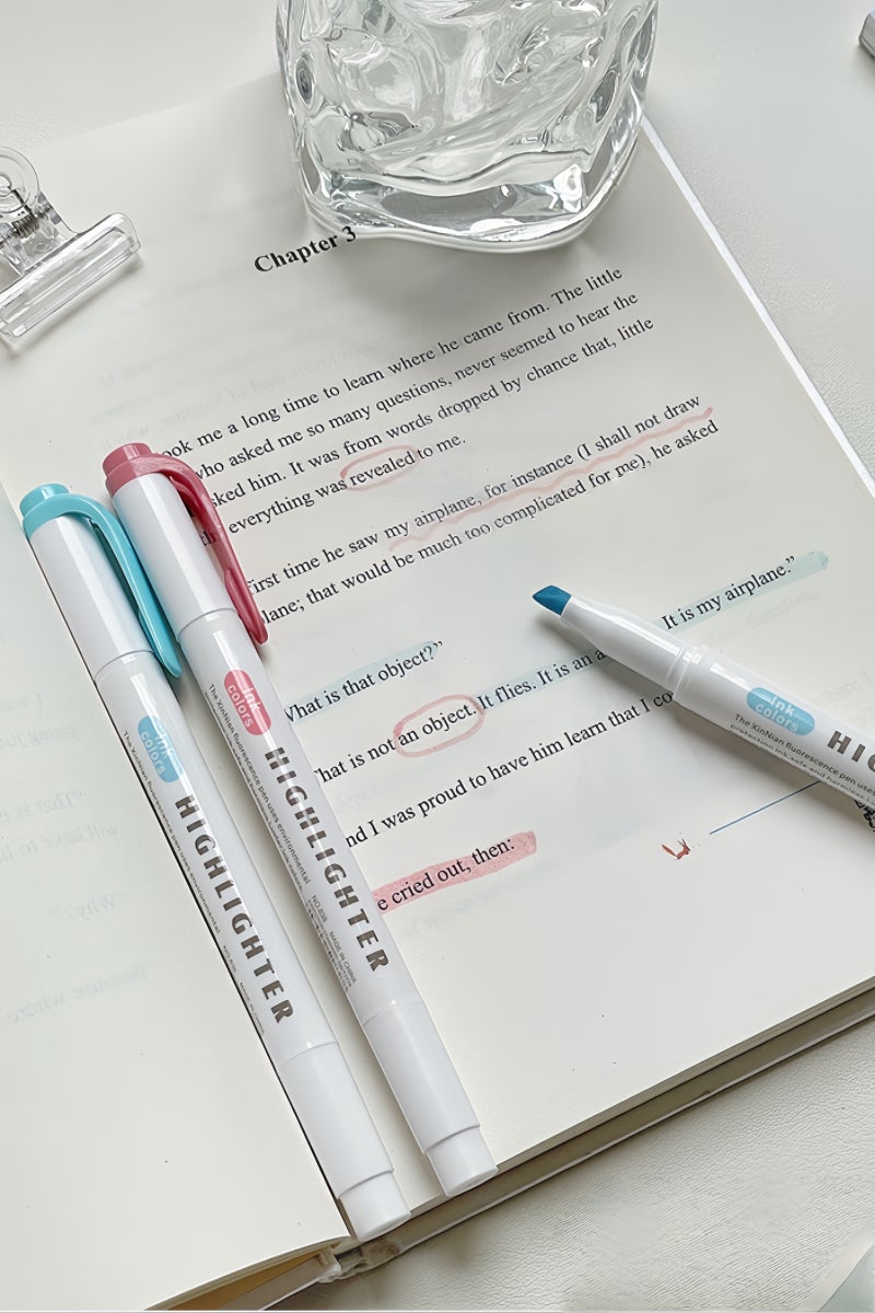 نيو أقلام هاي لايت مزدوجة النهايات (مدببة + عريضة) - 5 ألوان متنوعة - عبوة 5 قطع - Image 2