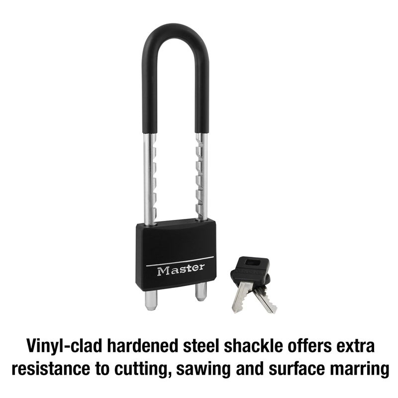 Master Lock 527D Adjustable Shackle Padlock with Key, Black - Image 3