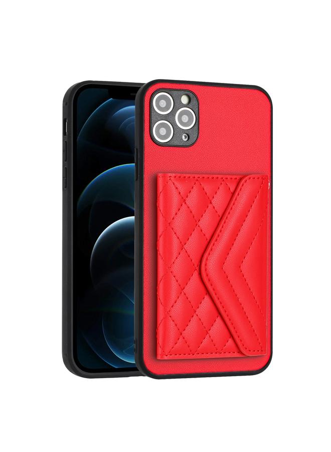 S-TOP Case For iPhone 11 Pro Rhombic Texture Card Bag RFID Phone Case with Long Lanyard - Image 3