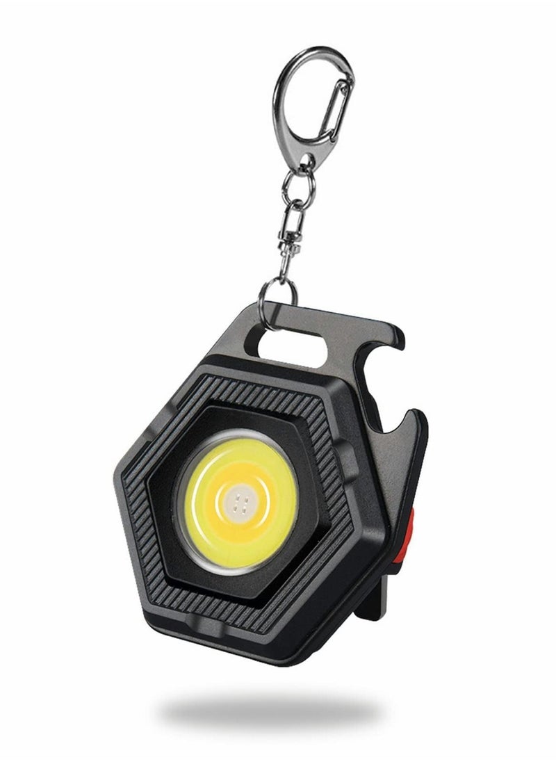 Y&D - Small COB Flashlight, USB Rechargeable 7 Light Modes/Rotating Bracket/Magnet Base / IPX4 Waterproof Bright Keychain Portable Pocket Flashlight for Camping, Walking - Image 1