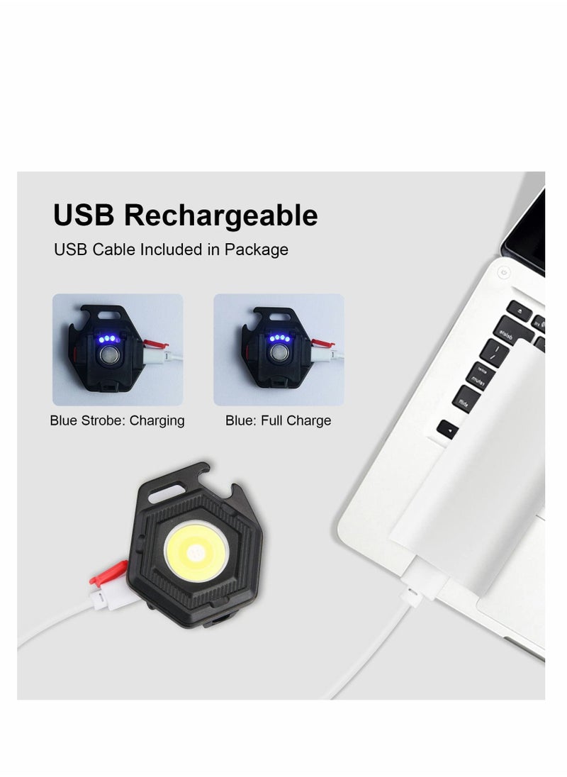 Y&D - Small COB Flashlight, USB Rechargeable 7 Light Modes/Rotating Bracket/Magnet Base / IPX4 Waterproof Bright Keychain Portable Pocket Flashlight for Camping, Walking - Image 1
