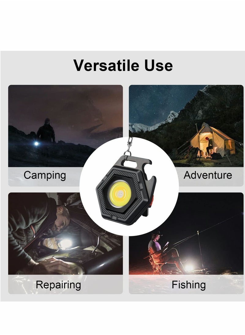 Y&D - Small COB Flashlight, USB Rechargeable 7 Light Modes/Rotating Bracket/Magnet Base / IPX4 Waterproof Bright Keychain Portable Pocket Flashlight for Camping, Walking - Image 1