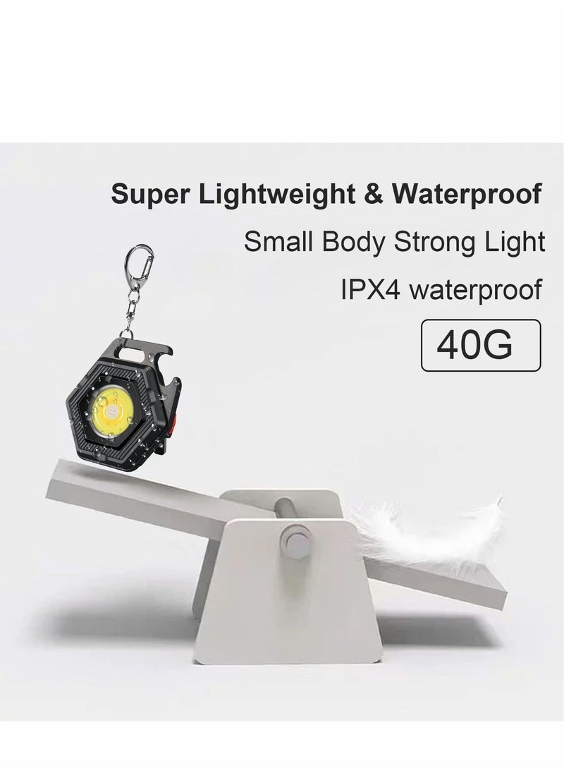 Y&D - Small COB Flashlight, USB Rechargeable 7 Light Modes/Rotating Bracket/Magnet Base / IPX4 Waterproof Bright Keychain Portable Pocket Flashlight for Camping, Walking - Image 1