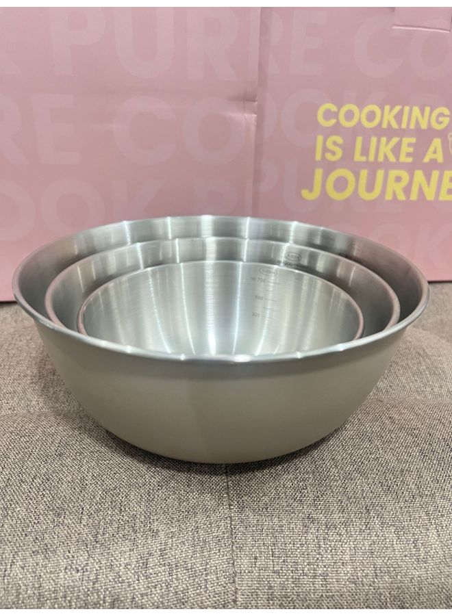 304 Stainless Steel Scaled Salad Basin Kitchen Baking Cream Breeze Egg Basin Japanese Style Color Spray Mixing And Basin-Specifications:Brown 3 Piece Small Size Set (with Color Box)-Color:16cm Basin 19cm Basin 22cm Basin  - Image 1