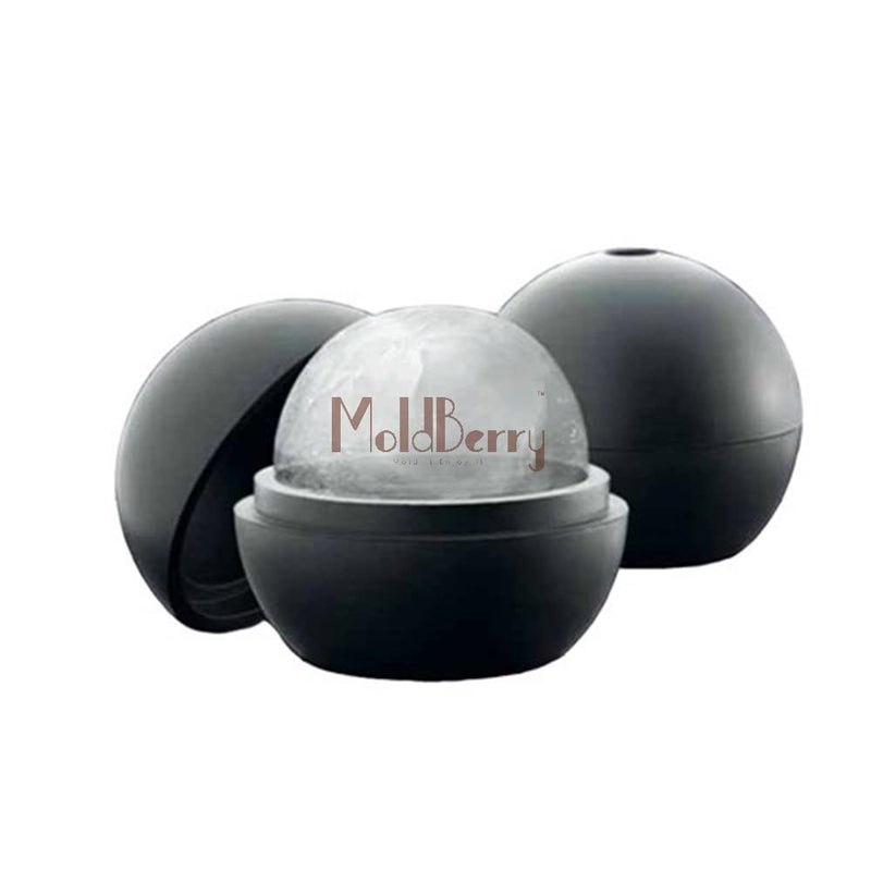 MoldBerry Ice Ball Mould Combo Single Cavity Sphere Flexible Silicone Ice Ball Moulds Round Big Size for Freezer Whiskey 65 x 65 x 71 Cm Pack of 2 Multi Color - Image 1