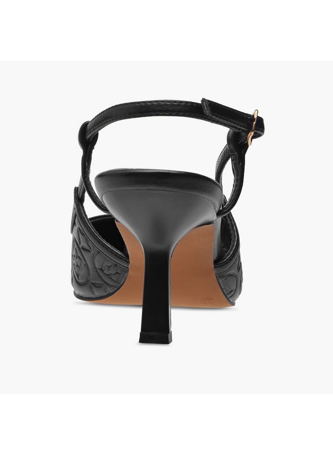 ELLE Women's Monogram Detail Shoes with Buckle Closure and Stiletto Heels - Image 5