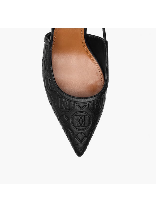 ELLE Women's Monogram Detail Shoes with Buckle Closure and Stiletto Heels - Image 4