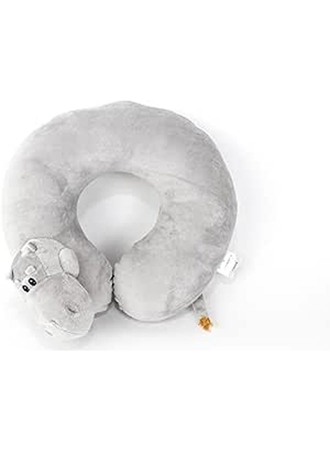 Comfy Neck Support Soft Fiber Travel Neck Pillow U-Shape For Car, Travel, Office,Airplane and Gifts - hippo - Grey