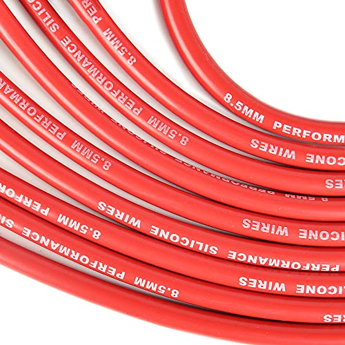 RLP مجموعة أسلاك شمعات الإشعال العالمية - 8.5 مم أحمر عالي الأداء - متوافقة مع محركات شيفروليه GM SBC BBC الصغيرة 305 307 327 350 والكبيرة 427 454 502 والمزيد مع موزع HEI - Image 5