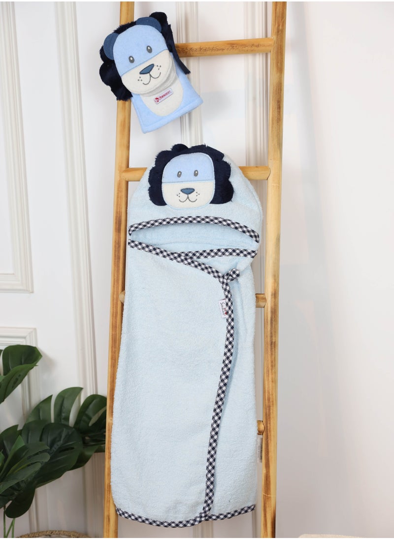 FUN MOMENT Cute Baby Towel with Mitten with Cute Designs for Newborn Baby Hooded Baby Towel  - Image 1