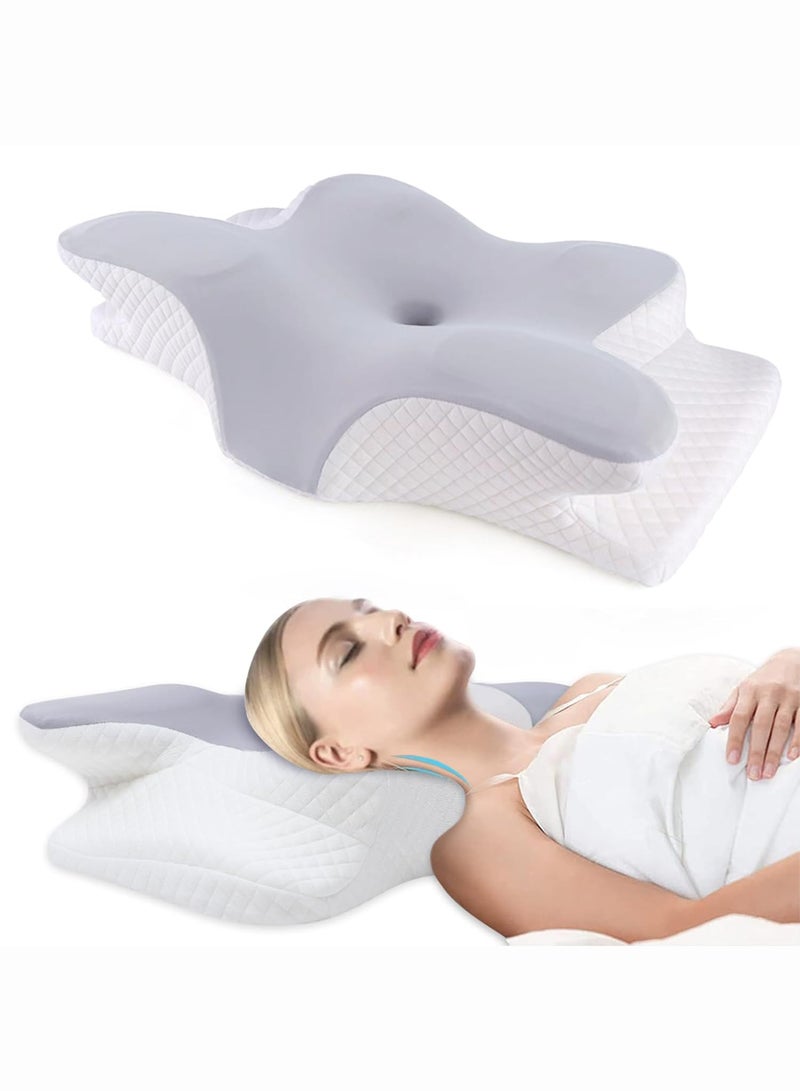 Jomoo Cervical Pillow for Neck and Shoulder, Memory Foam Neck Pillow, Upgraded Ergonomic Orthopedic Neck Support Pillow for Back Side Stomach Sleeping, Premium Contour Bed Pillow with Washable Cover  - Image 1