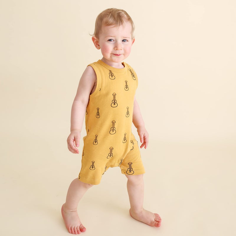 PARADE Organic Tank Rompers - Signature Prints Yellow Ukuleles 12-18 Months - Image 3