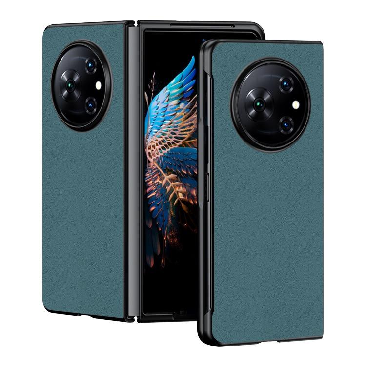 erorex For Tecno Phantom V Fold Ultra-thin Plain  Leather Phone Case(Green) - Image 1