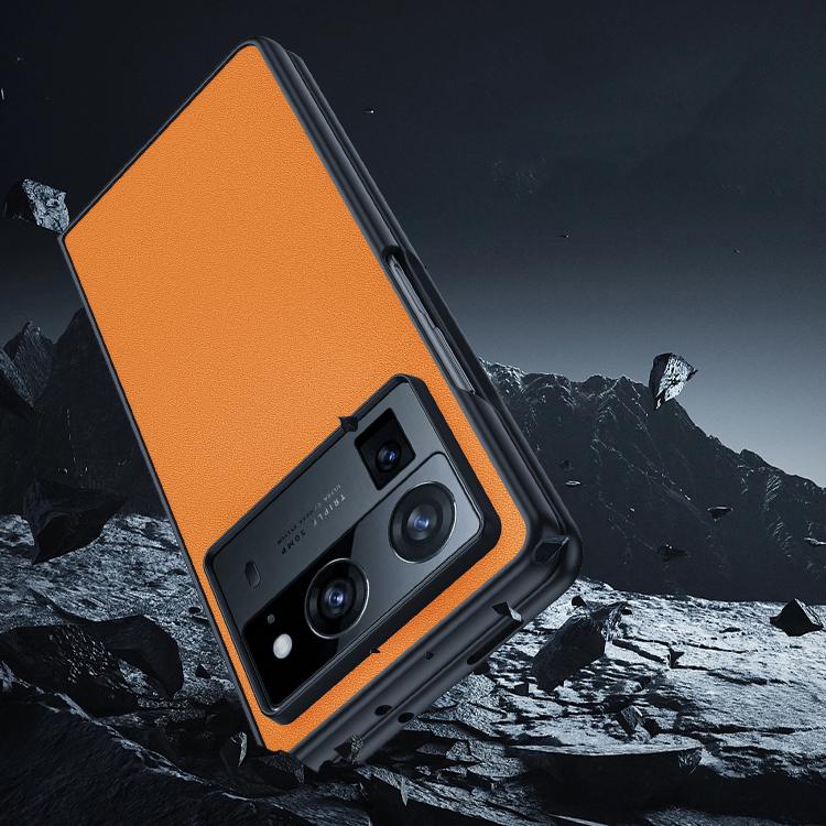 erorex For Tecno Phantom V Fold Ultra-thin Plain  Leather Phone Case(Green) - Image 5