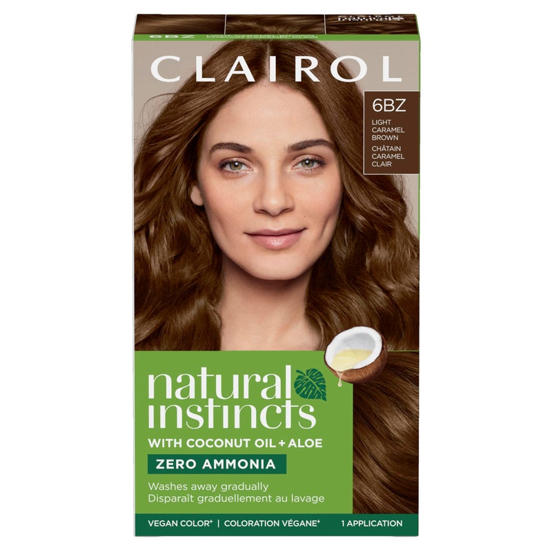 Clairol Natural Instincts Demi-Permanent Hair Dye, 6BZ Light Caramel Brown Hair Color, Pack of 1 - Image 1