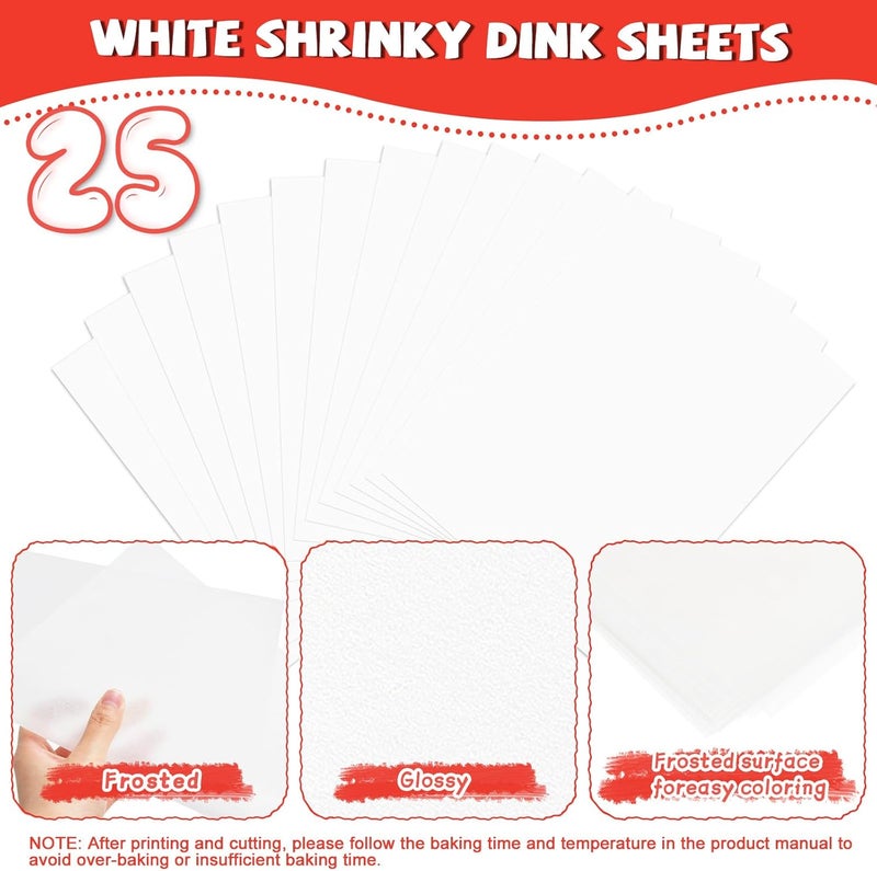 OFNMY Printable Shrinky Dink Sheets,White Printable Shrink Paper,Shrinky Dink Kits for Kids with 25 Shrink Plastic Sheets,Shrink Film Sheets for Inkjet Printer Kids DIY Crafts Mothers Day Gifts,8.3x5.8 inch - Image 4