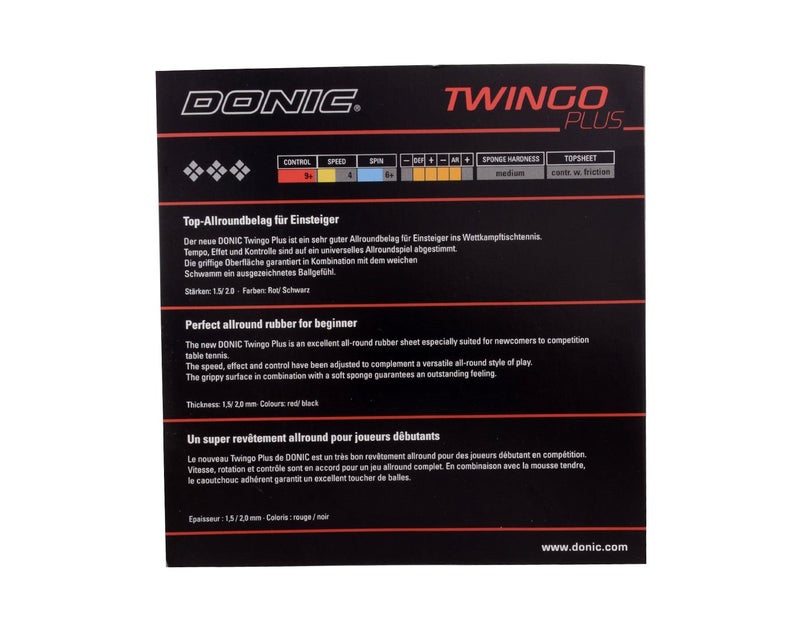 DONIC Twingo Plus Table Tennis Rubber, Colour - Black - Image 2