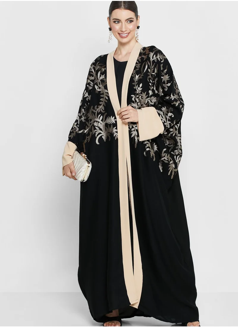 hayas closet Cape Sleeve Embroidered Abaya