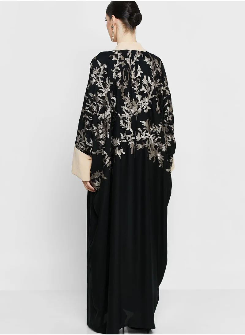 hayas closet Cape Sleeve Embroidered Abaya